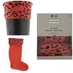 Hunter Snow Orange Leopard Boot Socks Children's Size Medium New